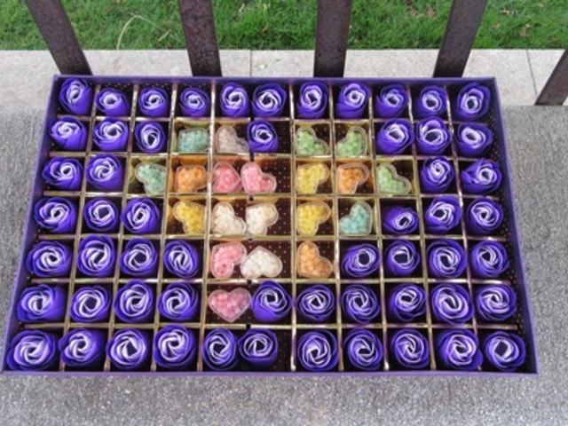 1Boxes x 53 Purple Rose Buds Lover Mother Teacher Gift W/Case